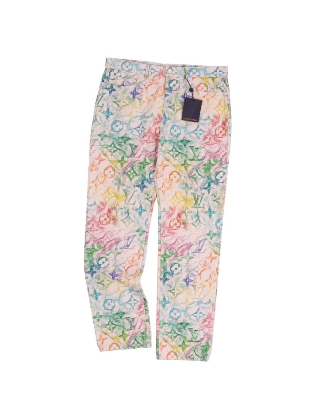 Louis Vuitton Virgil Era Pants Denim Monogram Pastel Cotton Multicolor 36